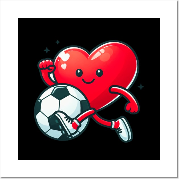 Valentine's Day Heart Soccer Player Team Sports Wall Art by Figurely creative